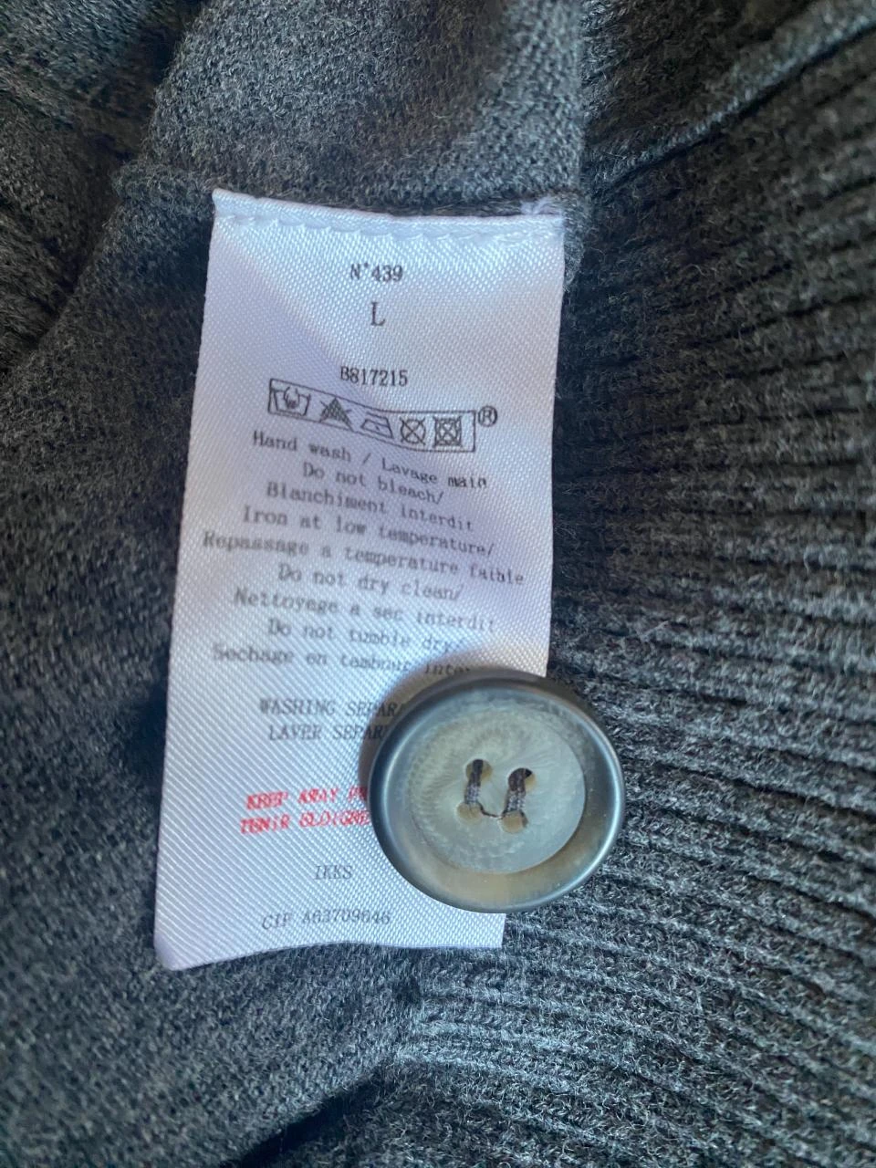 Lang grijs gemêleerd & zwart IKKS vest maat 40 – katoen, kasjmier, chique casual stijl – photo 8